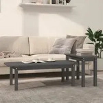 vidaXL 2-tlg. Couchtisch-Set Grau Massivholz Kiefer