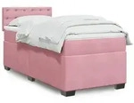 vidaXL Boxspringbett mit Matratze Rosa 100x200 cm Samt