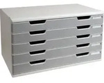 Exacompta Schubladenbox MODULO A3, 5 geschlossene Laden - Steingrau - 322041D