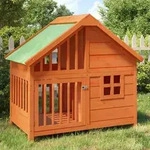 vidaXL Hundeh&uuml;tte Braun 96x60,5x87 cm Massivholz Kiefer