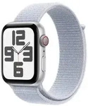 APPLE Watch SE GPS + Cellular 44mm Silver Aluminium Case with Blue Cloud Sport Loop