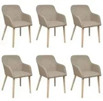 vidaXL Esszimmerst&uuml;hle 6 Stk. Beige Stoff und Massivholz Eiche