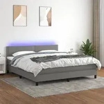 vidaXL Boxspringbett mit Matratze & LED Dunkelgrau 180x200 cm Stoff
