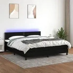 vidaXL Boxspringbett mit Matratze & LED Schwarz 180x200 cm Stoff