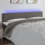 vidaXL LED Kopfteil Grau 180x5x78/88 cm Kunstleder