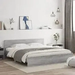 vidaXL Bettgestell mit Kopfteil Grau Sonoma 200x200 cm