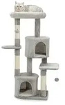 lionto Katzen Kratzbaum 115 cm, stabiler Kletterbaum mit 3 Ebenen, 2 H&ouml;hlen & 4