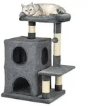 lionto Kratzbaum f&uuml;r Katzen 80 cm, mit 2 H&ouml;hlen, Liegebett & Spielball,