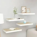 vidaXL Schweberegale 4 Stk. Eichen-Optik und Wei&szlig; 50x23x3,8 cm MDF