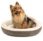 lionto Hundebett in weichem Doughnut-Design mit Pl&uuml;sch & Anti-Rutsch-Boden,...