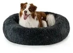 lionto Hundebett aus Pl&uuml;sch in Donut-Form, 100 cm Durchmesser, dunkelgrau