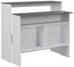 vidaXL Bartisch mit 2 Tischplatten Wei&szlig; und Grau 130 x 40 x 120 cm