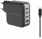 Conceptronic 4-Port 100W GaN USB PD Charger with USB-C Charging Cable - x 3 - USB-a 1