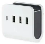 REV USB-Ladeger&auml;t Quad 3 + 1, wei&szlig;, mit Ladeschale