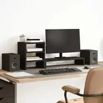 vidaXL Monitorst&auml;nder mit Schreibtisch-Organizer Schwarz Holzwerkstoff