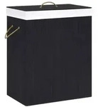 vidaXL Bambus-W&auml;schekorb mit 2 F&auml;chern Schwarz 100 L