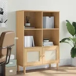 vidaXL B&uuml;cherschrank SENJA Rattan-Look Braun 90x35x130 cm Kiefernholz