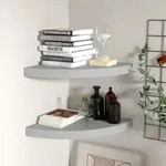 vidaXL Eck-Schweberegale 2 Stk. Grau 35x35x3,8 cm MDF