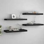 vidaXL Schweberegale 4 Stk. Schwarz 60x23,5x3,8cm MDF