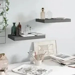 vidaXL Schweberegale 2 Stk. Hochglanz-Grau 40x23x3,8 cm MDF