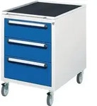 Schubladenschrank H690xB480xT600mm lichtgrau/enzianblau 3Schubl.fahrbar RAU