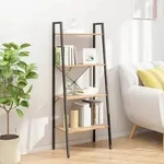 vidaXL Standregal 4 B&ouml;den Hellbraun und Schwarz 56x35x140 cm