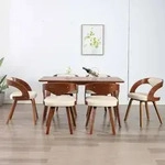 vidaXL Esszimmerst&uuml;hle 6 Stk. Creme Bugholz und Kunstleder