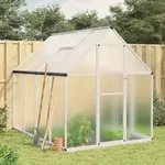 vidaXL Gew&auml;chshaus mit Fundamentrahmen Silber 224x169x195cm Aluminimum