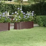 vidaXL Hochbeet Pulverbeschichteter Stahl 114x40x36 cm Braun