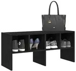 vidaXL Schuhregal Stapelbar Schwarz Eichen-Optik 89,5x30x40 cm