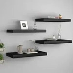 vidaXL Schweberegale 4 Stk. Schwarz 50x23x3,8 cm MDF