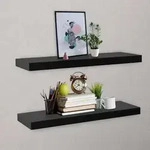 vidaXL Schweberegale 2 Stk. Schwarz 80x20x3,8 cm