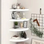 vidaXL Eck-Schweberegale 4 Stk. Hochglanz-Wei&szlig; 35x35x3,8 cm MDF