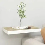 vidaXL Schweberegal Eichen-Optik und Wei&szlig; 50x23x3,8 cm MDF