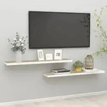 vidaXL Schweberegale 2 Stk. Eichen-Optik und Wei&szlig; 120x23,5x3,8 cm MDF