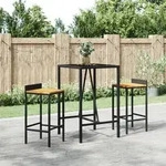 vidaXL Bartisch mit Glasplatte Schwarz 70x70x110 cm Poly Rattan