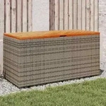 vidaXL Gartentruhe Grau 110x50x54 cm Poly Rattan Akazienholz
