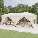 vidaXL Partyzelt Faltbar mit Seitenw&auml;nden Creme 3x6 m