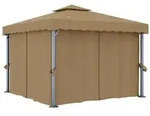vidaXL Pavillon mit Vorhang 3x3 m Taupe Aluminium