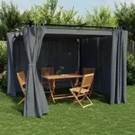 vidaXL Pavillon mit Vorh&auml;ngen Anthrazit 3x3 m Stahl