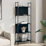 vidaXL B&uuml;cherregal 5 B&ouml;den Schwarz 60,5x24x166,5 cm Holzwerkstoff