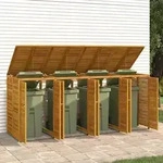 vidaXL M&uuml;lltonnenbox f&uuml;r 4 Tonnen 280x89x117 cm Massivholz Akazie