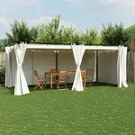 vidaXL Pavillon mit Vorh&auml;ngen Creme 6x3 m Stahl