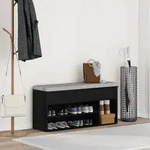 vidaXL Schuhbank Schwarz Eichen-Optik 102x30,5x45 cm Holzwerkstoff