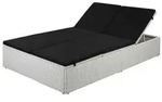 vidaXL Sonnenliege mit Auflage Poly Rattan Schwarz