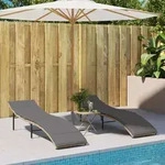 vidaXL Sonnenliegen 2 Stk. mit Auflagen Beige Poly Rattan