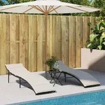 vidaXL Sonnenliegen 2 Stk. mit Auflagen Schwarz Poly Rattan
