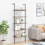 vidaXL Leiterregal mit 5 B&ouml;den Dunkelbraun und Schwarz 64x35x185 cm