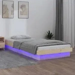 vidaXL Massivholzbett mit LEDs 90x190 cm