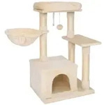 lionto Kompakt-Kratzbaum 85 cm, platzsparender Katzenbaum mit Spielball, Sisalstamm &